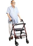 Entros Folding Rollator Walker with Cushioned Seat & Wheels | Lightweight Aluminum Walker, Height Adjustable Rollator Walker | Walker for Old People, Handicap & Patients | SC5001