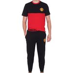 Manchester United FC Official Football Gift Mens Premium Long Pyjamas Black XL