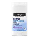 Neutrogena Mineral Ultra Sheer Dry-Touch Face & Body Stick SPF 50 - With Vitamin E - Sun Protection - Zinc Oxide - 42g, White