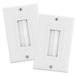 ZEXMTE 2-Pack Single Brush Wall Plate White Wall Mount Panel Cable Pass Through Insert for Wires,Speaker Wires,Cable Wall Plate for Coaxial Cables, HDTV HDMI Home Theater Systems