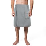 POLYTE Quick Dry Microfiber Waffle Bath Towel Body Wrap for Men, One Size (Gray)