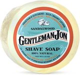 Gentleman Jon Sandalwood Shaving Soap for Men - Creates the Perfect Lather - Ideal for Smooth Shaves - Moisturizes and Protects - Elevate Your Grooming with this Classic Shave Essential (2.25 oz)