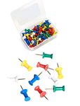 Rojdeal Push Pins Steel Point /Board Pins/Thumb Pins, Tracks & Pins Gem Pins for Notice Boards, Soft Board, Display Board of Office, Home, School, Shop with a Reusable Storage Box 100 Pins