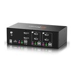 KVM Switch 2 Monitors 2 Computers HDMI,UHD 4K@60Hz Dual Monitor Switch for 2 Computers,2 in 2 Out with 4 HDMI Cables+2 USB Cables+2 Audio Cables