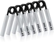 COVVY Hand Grip Strengthener Set,6 Pcs (100,150,200,250,300,350lbs),Grip Strength Trainer, Wrist Forearm Exercise Strengthener for Beginners and Professionals,Arm Muscle Builder for Home Gym,Silver