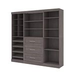 Bestar Pur Closet Organizer with Storage Cubbies in bark Grey, 86W