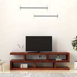 Amazon Brand - Solimo Mur Sheesham Wood TV Cabinet, Honey Finish, Open Shelves