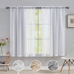 Home Brilliant Sheer Curtains 2 Panels, White Net Curtains Privacy Protected, Rod Pocket Window Curtains for Living Room, 54" Width x 63" Drop, White