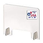 Protective Sneeze Guard for Countertop and Desk, Portable Acrylic Transparent PPE Safety, 30" W x 24" H and 1/4" Thickness Acrylic Panel (Two Stands) Plexiglass Barrier Pass-Through Transaction Window