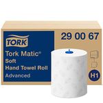 Tork Matic Soft Paper Hand Towels White with Grey Leaf H1, Advanced, Absorbent, 6 Rolls x 150 m, 290067