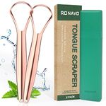 RONAVO Tongue Cleaner(2 Pack)Tongue Scraper For Adults,Cure Bad Breath(Medical Grade),Stainless Steel Tongue Cleaner With Case,100% Bpa-Free Metal Tongue Scrapers Healthier Breath In Seconds