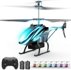 RC Helicopter Remote Control Helicopter for Kids Indoor Play 7+1 LED Light Modes, 30Mins Flight, Upgraded Gyro Stabilizer, Auto Hover, 3.5 Channel, One Key Start/Land, Auto Rotation, Circle Fly, Blue