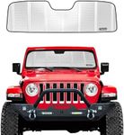 Pigenius Windshield Sun Shade for 2018-2024 Jeep Wrangler JL; 2020-2024 Jeep Gladiator. 2024 Upgrade Reflective Aluminum Film Front Window Sunshade for Maximum Interior Protection, B-SS320-C-1