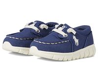 POLO RALPH LAUREN Baby-Boy's Barnes Casual Moc (Toddler) Sneaker, Navy Canvas/Cream Pony Player, 5 Toddler