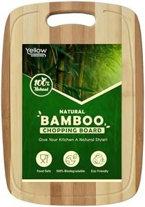 Yellow Weaves Natural Bamboo Wood Cutting Board/Chopping Board with Juice Groove for Kitchen (24x34 cm)