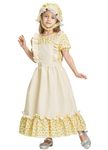 IKALI Kids World Book Day Costume Girls Victorian Maid Costume Prairie Pioneer Fancy Dress for Role-play Party Yellow 3-4Y