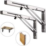 SINOFO Professional Folding Console Heavy Duty Stainless Steel Folding Console Table Folding Shelf Brackets Folding Shelf Brackets for Benches and Shelves (450 mm, Pack of 2), Silver