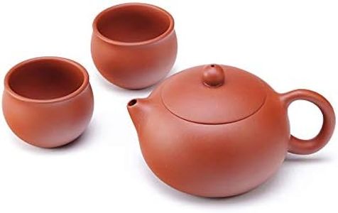 Handmade Yixing Zisha Tea Set,Large Capacity Ceramic Xishi Teapot with Set of 2 Tea Cups,10oz/300ml