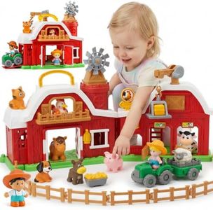 30-Piece Upgraded Farm Animal Big Barn Playset Gifts for Toddlers Christmas|Montessori Learning Toys for 18 Months Olds Girls Boys|Pretend Animal with Tractor Birthday Gifts for 2 Years