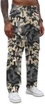 COOFANDY Men Cargo Pants Casual Outdoor Hiking Pants Athletic Joggers Sweatpants Gray Camo