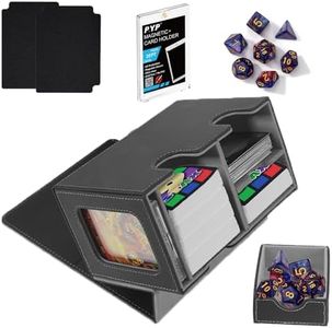 Smgbway Caja de baraja para cartas Magic the Gathering, 4 en 1 Magnetic Flip Box, Caja de Almacenamiento de Tarjetas Coleccionables con 2 Card Dividers y 7 Dados para más de 200 cartas (blackgrey)