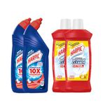 Harpic Bathroom Cleaner Lemon, 1 L (Pack of 2) and Harpic Original Powerplus - 1 L (Pack of 2)