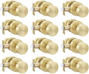 Haidms Brushed Gold Door Knobs Interior, Heavy Duty Zinc-Alloy Privacy Door Knob, Gold Interior Door Knobs for Bedroom & Bathroom, Round Ball Design with Emergency Unlock(12 Pack)
