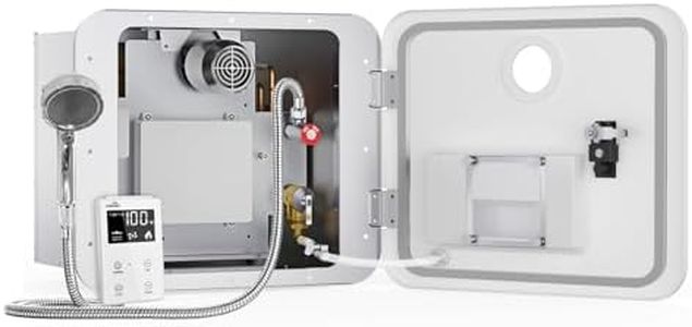 RIWORY 65,000 BTU RV Tankless Water Heater with 15x18 Door, DC 12V 3.9GPM RV Tankless Hot Water Heater Propane with Dual Water Outlet, Anti-Freezing Protection RV Camper On Demand Hot Water Heater
