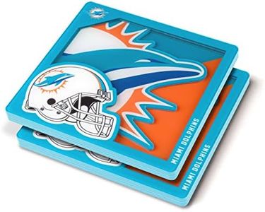 YouTheFan NFL Miami Dolphins 3D Logo Series Coaster (Pack of 12)