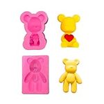 Bear Resin Moulds,2PCS Animal 3D Gummy Bear Silicone Molds,Epoxy Resin Fondant Chocolate Candy Baking Mould for Wax Melts Cake Decorating DIY Pendant Keychain Ornaments Resin Crafts