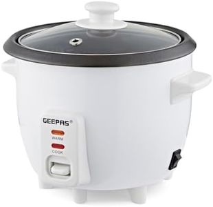 Geepas Rice Cooker, 0.6L | Electric Rice Cooker with Keep Warm Function, Automatic Cooking, Non-Stick Inner Pot | Includes Measuring Cup, Spatula & Glass Lid | 300W, 2 Year Warranty