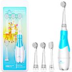 Baby Electric Toothbrush Toddler Toothbrush 0-2-3 Years Old Kids Electric Toothbrush with LED Light 2 Minutes Timer Battery Operated Sonic Technology for Infant (Blue)