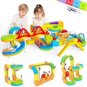 145PCS Electric Train Set, DIY 3D Cube Track, STEM Toy for Kids Ages 3-8
