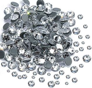2400 Pieces Mixed Size Crystal Clear Hotfix Rhinestones, Hot Fix Crystals for Crafts Clothing, Flatback Glass Gems for Dance Costumes SS6 SS10 SS16 SS20 SS30