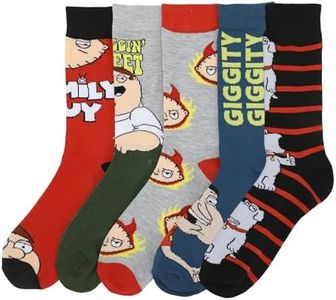 Bioworld Family Guy Character Art Men's 5-Pair Casual Crew Socks