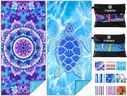 Haleey 2 Pack Microfibre Lightweight Beach Towel 180x80cm Oversized Extra Large Thin Sand Free Towels Travel Swim Pool Yoga Gym Camping for Adults Women Men Beach Essentials Accessories Vacation Gift
