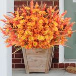 Fall Artificial Flowers Plants Outdoor UV Resistant No Fade, 12 Bundles Autumn Fake Flowers Plants, Faux Silk Mums for Garden Hanging Planter Wedding Home Window Box Porch