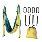 Aerial Yoga Flying Yoga Swing Set Yoga Hammock Sling Inversion Tool Aerial Pilates Silk for Gym Home Fitness (with 2 Extensions Straps)