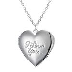 Silver Photo Locket Necklace Memorial Gifts for Loss of Loved One Girls with Picture Inside Heart Pendant Layered Necklaces for Women I Love You Gifts for Him Her Mom Dad Custom Necklace