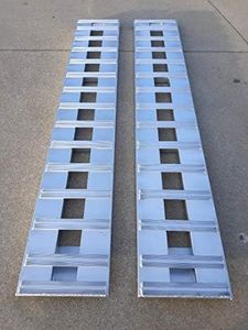 Set of 2. 9' Aluminum Ramps Car ATV Truck Heavy Equipment Skid Loader Tractor Trailer Ramps 2 RAMPs = 10000lb Capacity 108" (9') Long (108") Br Premium Material