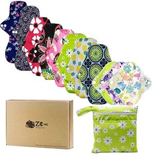 ZCOINS 11 Pieces Mix Size Reusable Sanitary Towels for Light Medium Heavy Flow and Night Cloth Sanitary Pad