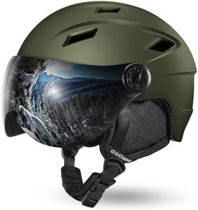 Odoland Ski Helmet with 2-in-1 Visor Goggles, Light Weight Snowboard Helmet for Men Women, Snow Sport Helmets for Skiing, Skating, Snowboarding,Olive Green,L