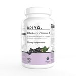 Briyo Elderberry Plus Vitamin C - 90 Chewable Tablets - For Daily Immune Support Immunity Booster, Healthy Antioxidants and Skin Care (Natural Berry Flavour)