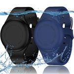 R-fun Waterproof Air Tag Bracelets for Kids [2 Pack] Compatible with Apple Air Tag Finders with Soft Silicone,Anti Lost GPS Item Finders Case Cover for Kids,Night Blue/Black