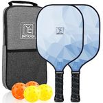 Pickleball Paddles Set of 2, 2024 USAPA Approved, Carbon Fiber Surface (CHS), Polypropylene Honeycomb Core, Anti-Slip Sweat-Absorbing Grip, 4 Pickleball, Portable Carry Bag (Blue)