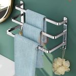 GOSAI Bathroom Accessories Stainless Steel 3-Tier Towel Bar Wall Mounted Bath Towel Rack Towel Storage Shelf for Bathroom Towel Holder Towel Rail Towel Hanger for Kitchen Towel Stand (Silver,16 inch)