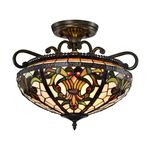 BELOFAY Tiffany Ceiling Light Semi Flush Stained Glass Handmade Uplighter Shade Ceiling Lights for Living Room |16x11 Inches (WxH)