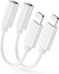 [Apple MFi Certified] 2 Pack Lightning to 3.5 mm Headphone Jack Adapter,iPhone to 3.5mm Audio Aux Jack Adapter Dongle Cable Converter Compatible with iPhone 14 13 12 11 Pro XR XS Max X 8 7 iPad