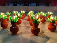 ALILA Brown Kalash Diya Deep Deepak LED String Light for Pooja Puja Mandir Home, Diwali, Living Room, Balcony, Garden, Lawn, Patio, Plants, Christmas, Xmas Temple Decor Decoration