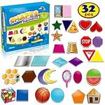 32 Shape and Color Magnets with Rea